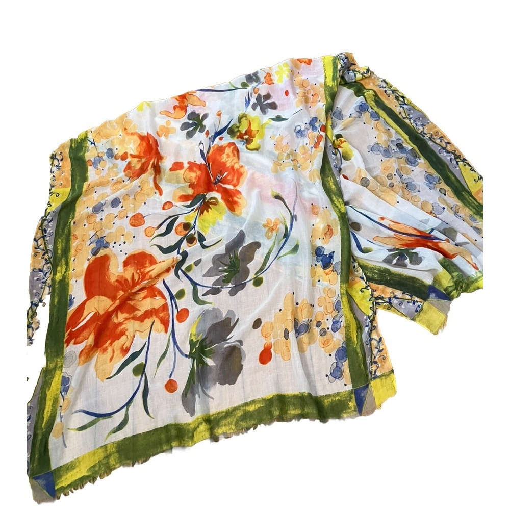 CottageCore Scarf Vermont Country Store Large Floral Watercolor 74x35 Fairycore